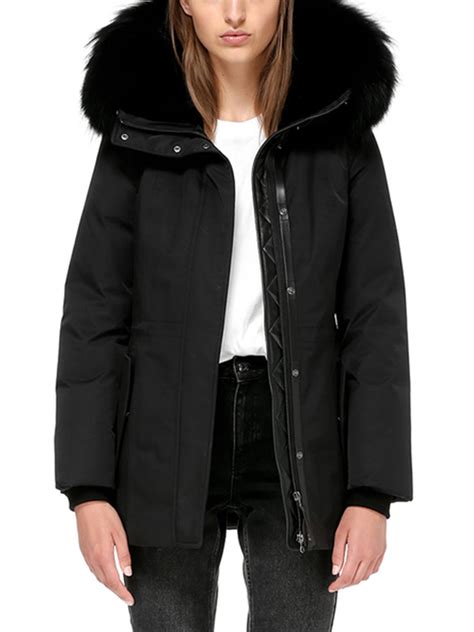 prada black coat with fur hood